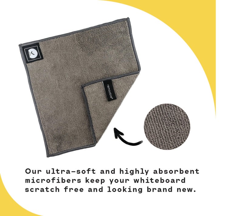 Remooble 4 Pack Magnetic Microfiber Cleaning Cloth Dry Erasers for Whiteboards - Towel Hangs on Metal Edged White Boards  Glassboards  and Blackboards Washable - 10'' X 10'' - Image 4